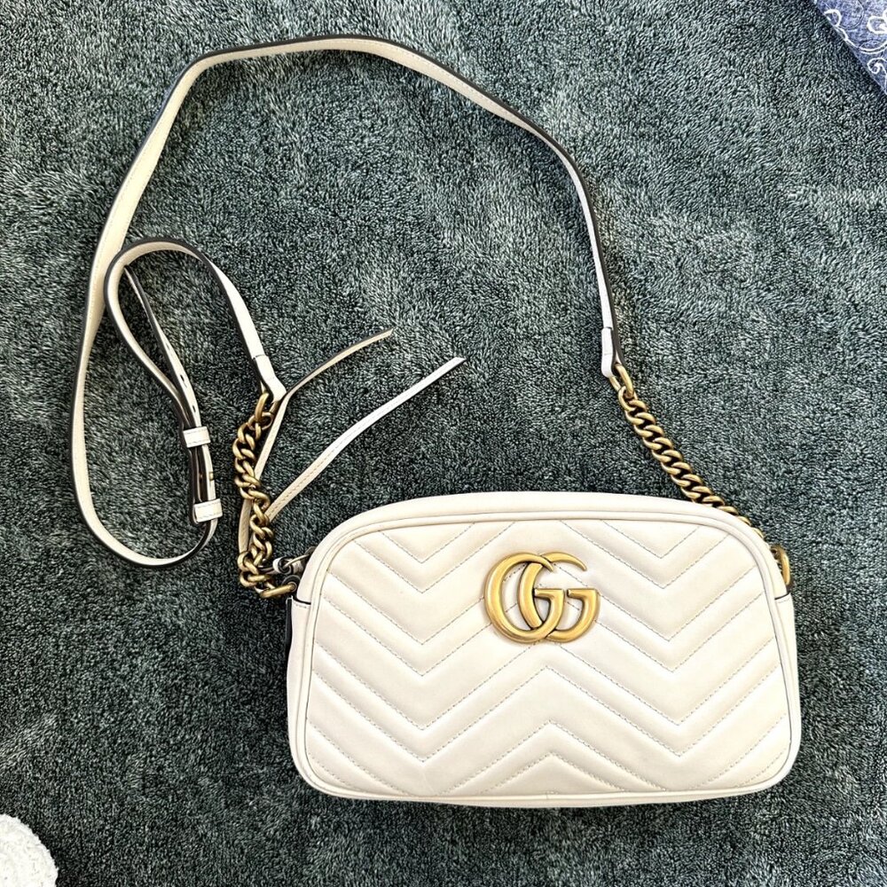Gucci GG Marmont Small White Shoulder Bag